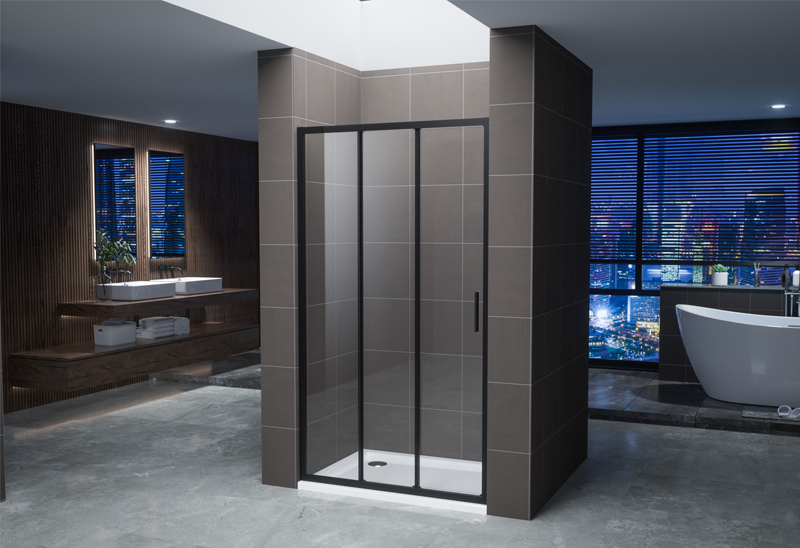 A1433  6mm Matt Black Sliding Shower Screen