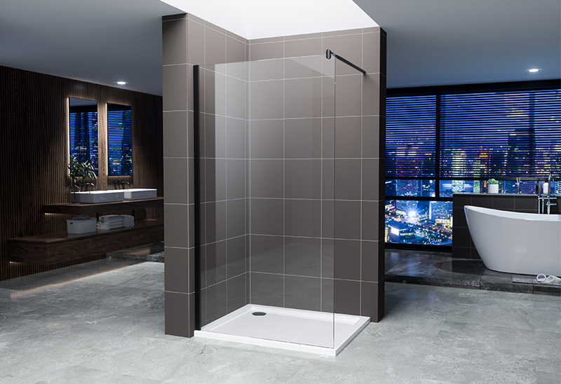 A20P BLACK 6/8/10mm Glass Walk In Shower Enclosure