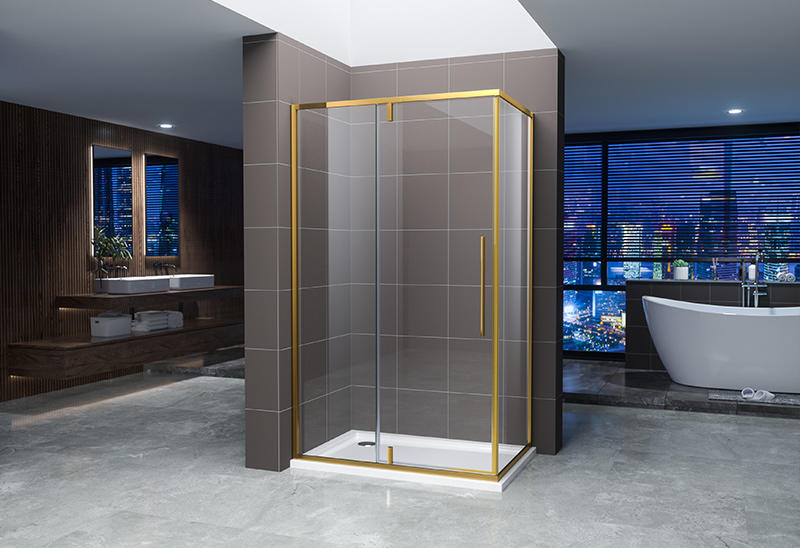 A2219 5/6mm Champagne Golden Rectangle Glass Shower Enclosure