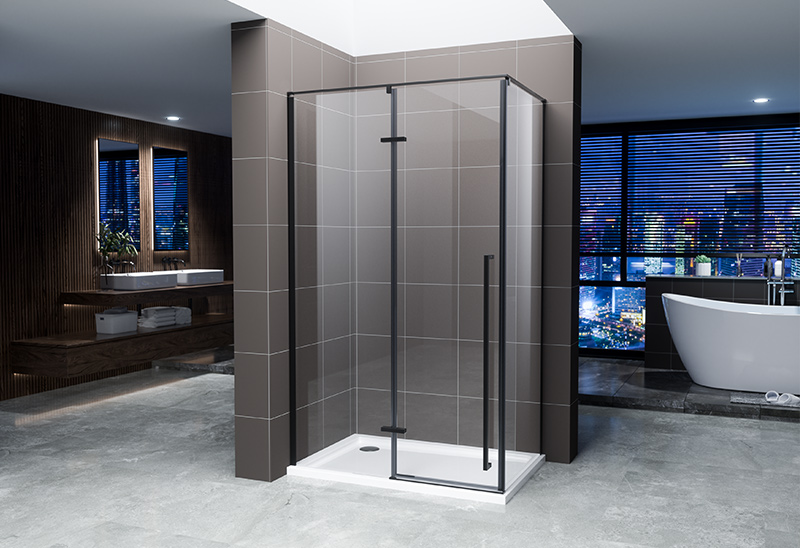 A2555 BLACK 5/6mm Rectangle Glass Shower Enclosure