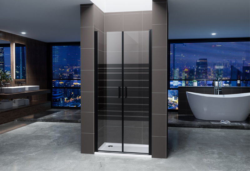 A342-4  5/6mm Matt Black Pivot Shower Screen