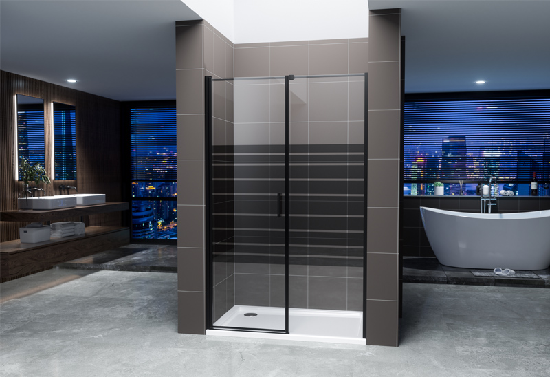 A342-9  5/6mm Matt Black Pivot Shower Screen