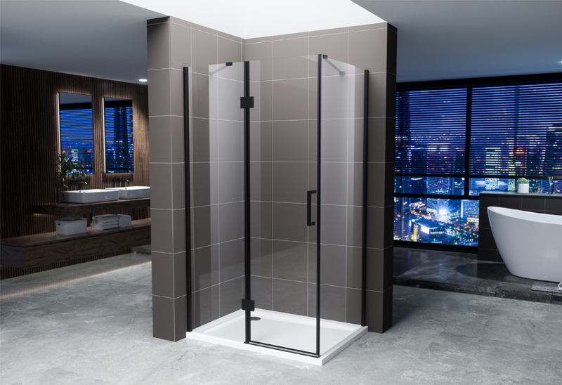 A522-15  6mm Matt Black Rectangle Pivot Shower Enclosure