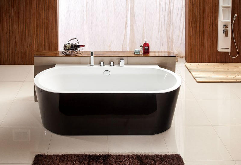 67 Inch Oval Acrylic Freestanding Bathtub Black
