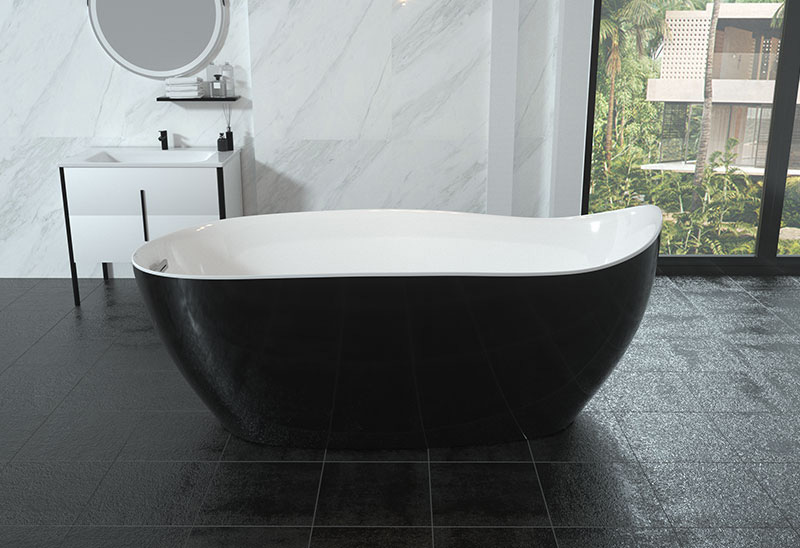 69 Inch Dark Blue Free Standing Soaking Tub