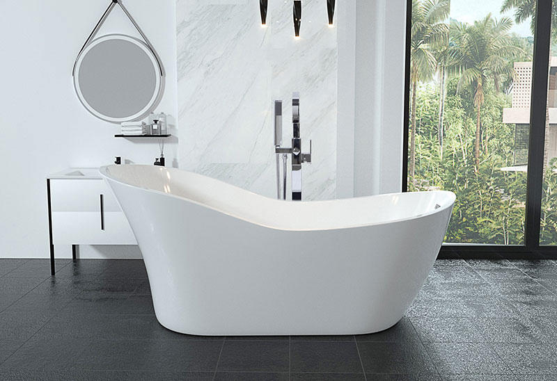 67 inch White Acrylic Freestanding Bathtub