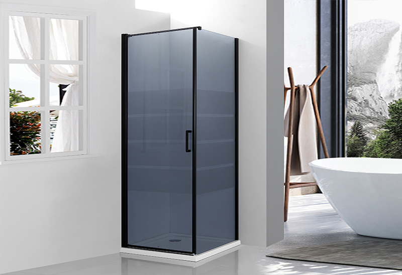 522-7 5/6mm Blue Glass Square Shower Enclosure Black