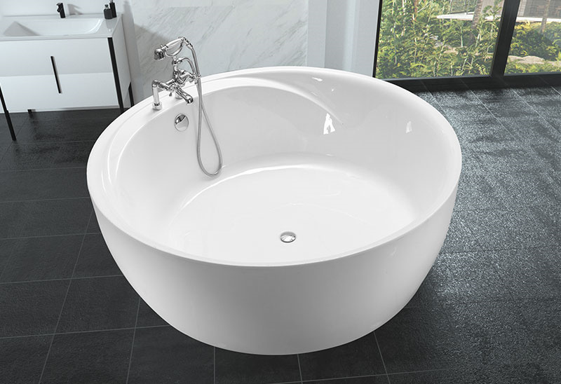 57 63 inch Large Indoor Freestanding Round Bathtub