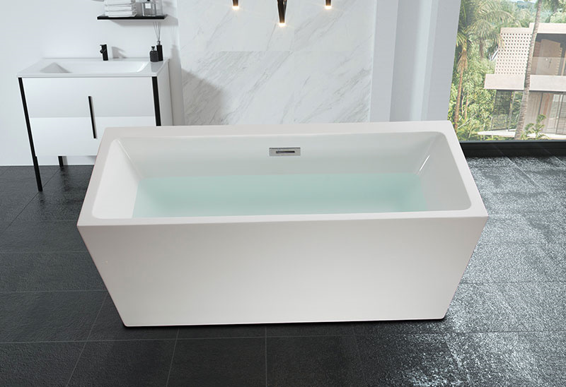 60 67 Inch Square Freestanding Soaking Acrylic Bathtub