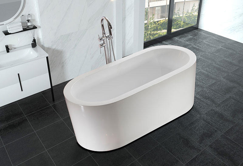 62 67 Inch Freestanding Oval Acrylic Bathtub