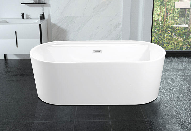 67 Inch Acrylic Oval Movable Freestanding Bathtub