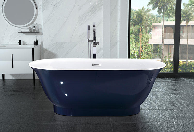 67 inch Acrylic Soaking Bath Tub Dark Blue