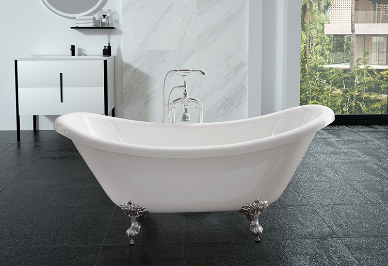 69 Boat Shaped Freestanding Acrylic Bathtub With Clawfeet