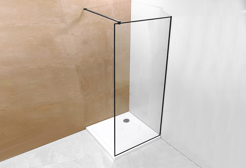 A20P-3 6/8mm Glass Walk In Shower Enclosure Black