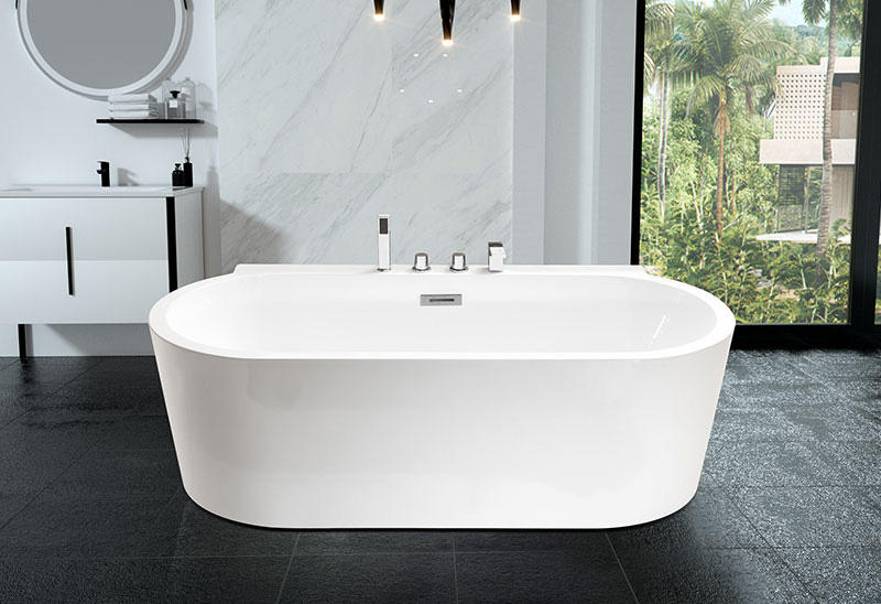 67 Inch Oval Shaped Acrylic Freestanding Bathtub
