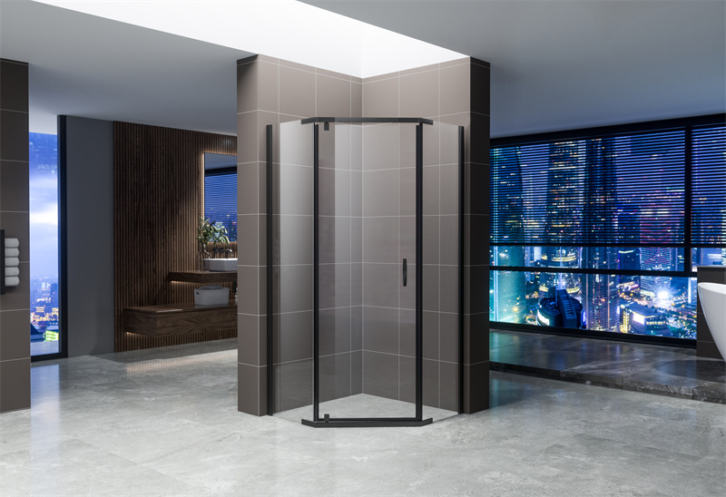 A1364 Matt Black 6/8mm Diamond Shape Glass Shower Enclosure