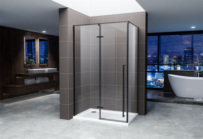 A2512 Matt Black 5/6mm Rectangle Glass Shower Enclosure