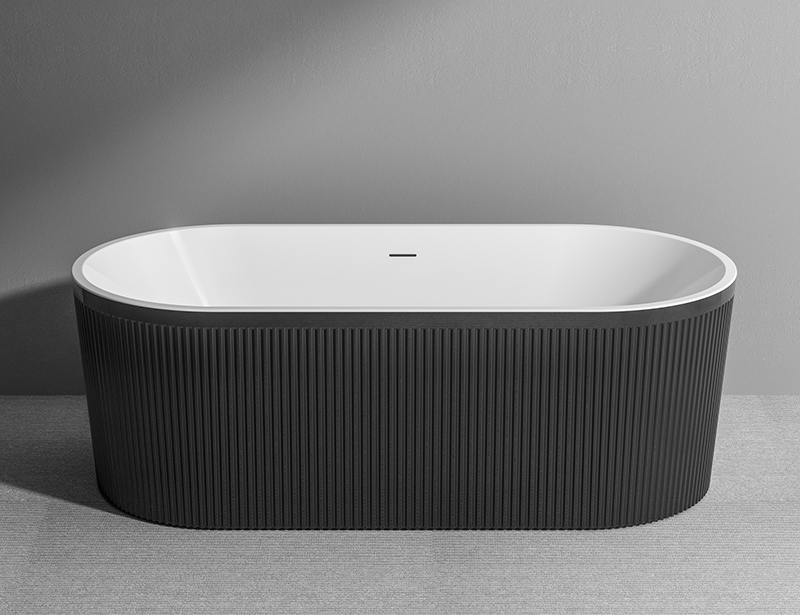 67 Inch oval acrylic fluted freestanding bathtub