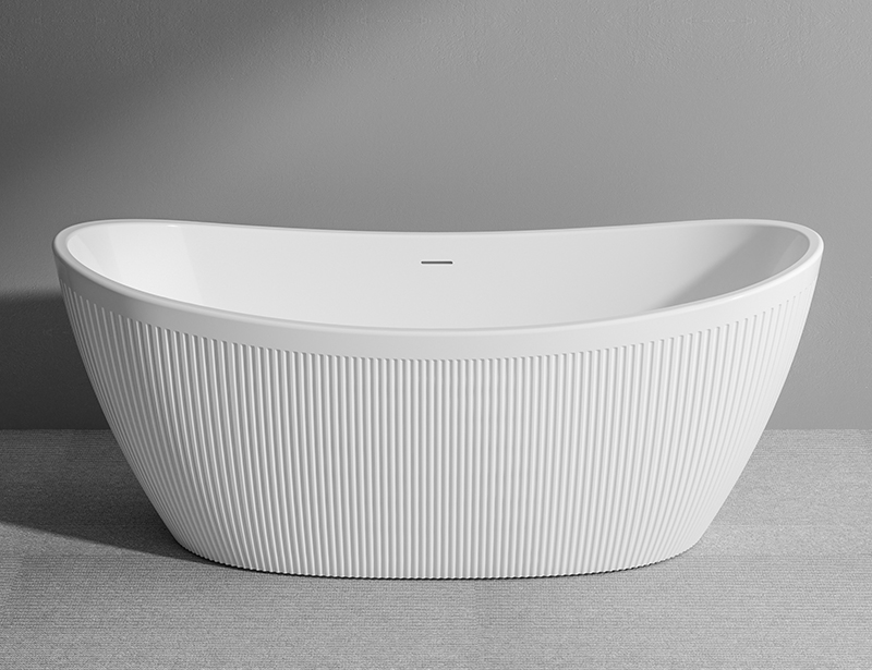 67 Inch acrylic fluted soaking freestanding bathtub