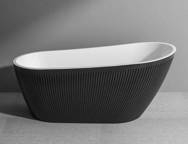 67 Inch oval acrylic fluted freestanding bathtub