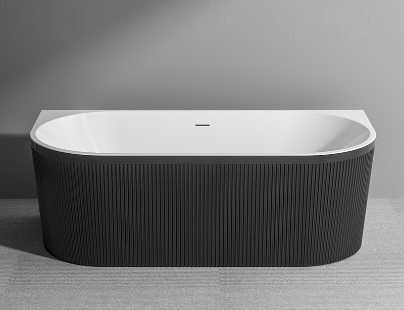 67 Inch back to wall acrylic fluted soaking freestanding bathtub