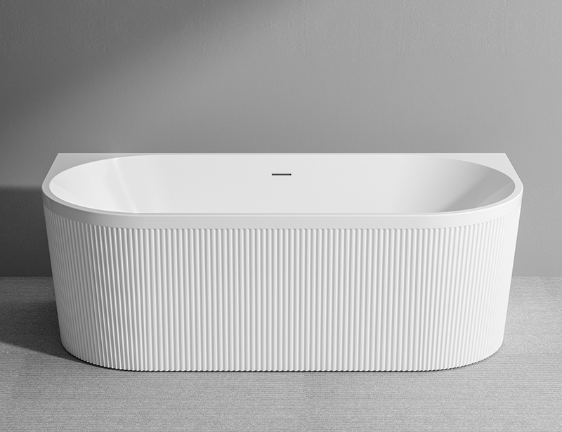 67 Inch back to wall acrylic fluted soaking freestanding bathtub