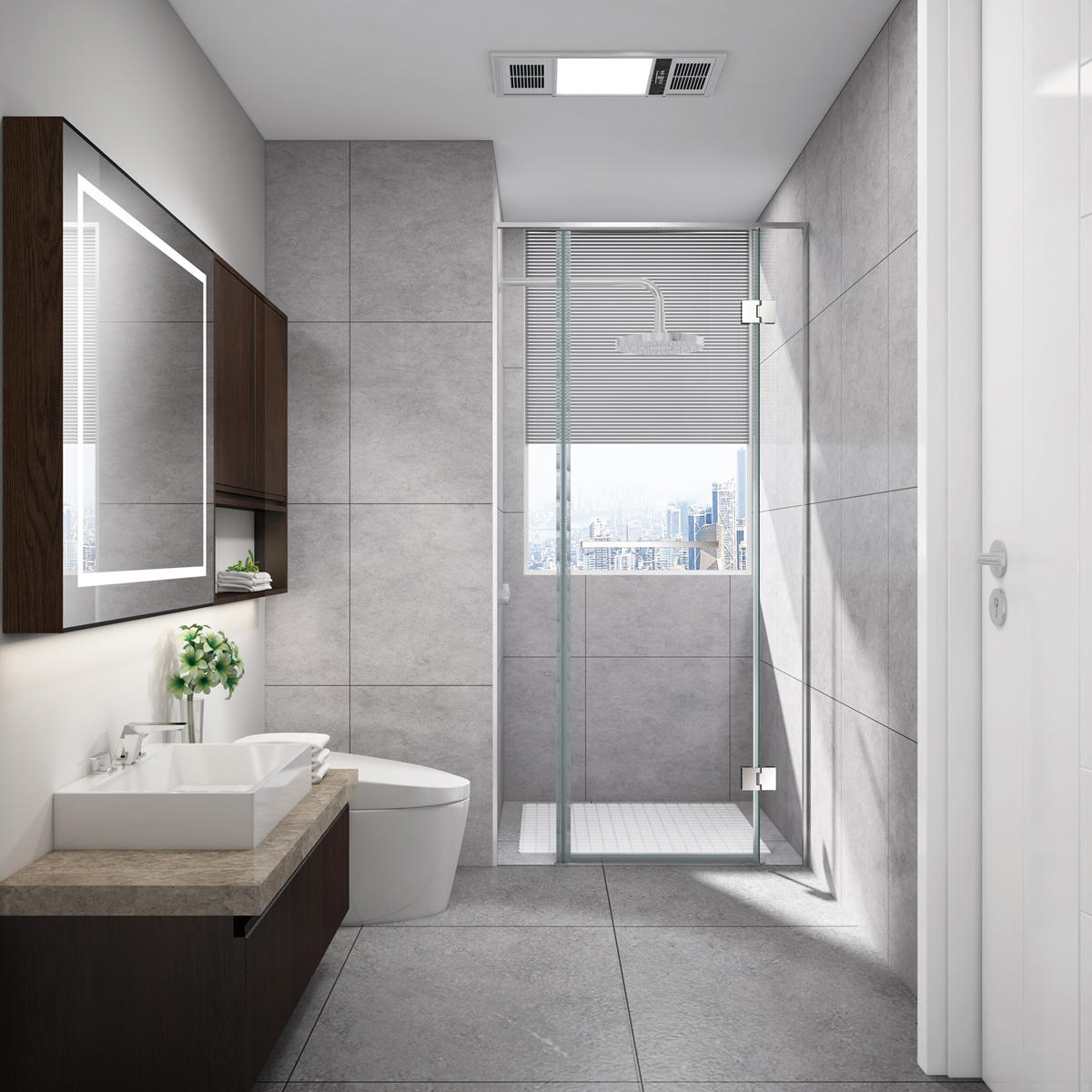 basic one-shaped, two-solid and one-movable swing shower door
