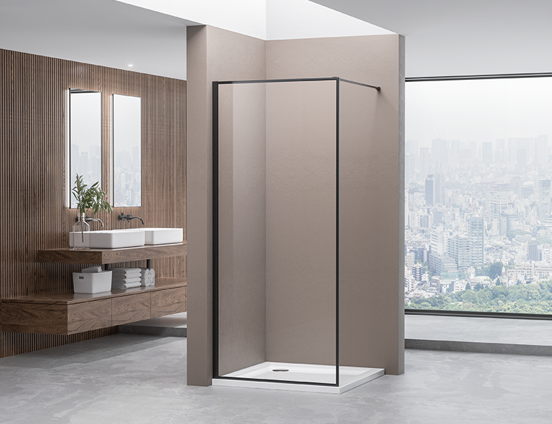 A-21P 6/8mm Black Walk In Shower