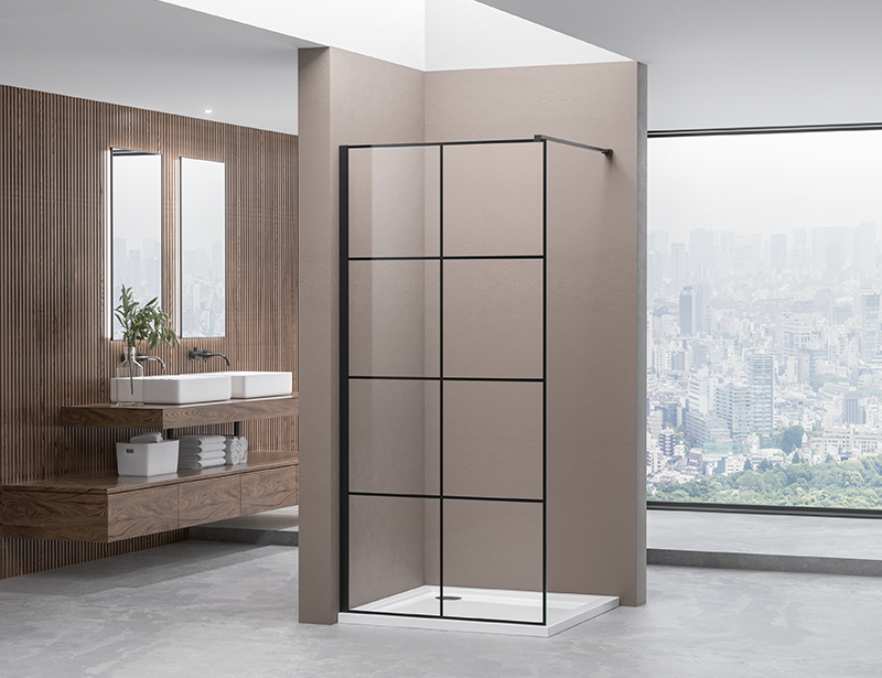 A-20P-1N 6/8mm Black Walk In Shower
