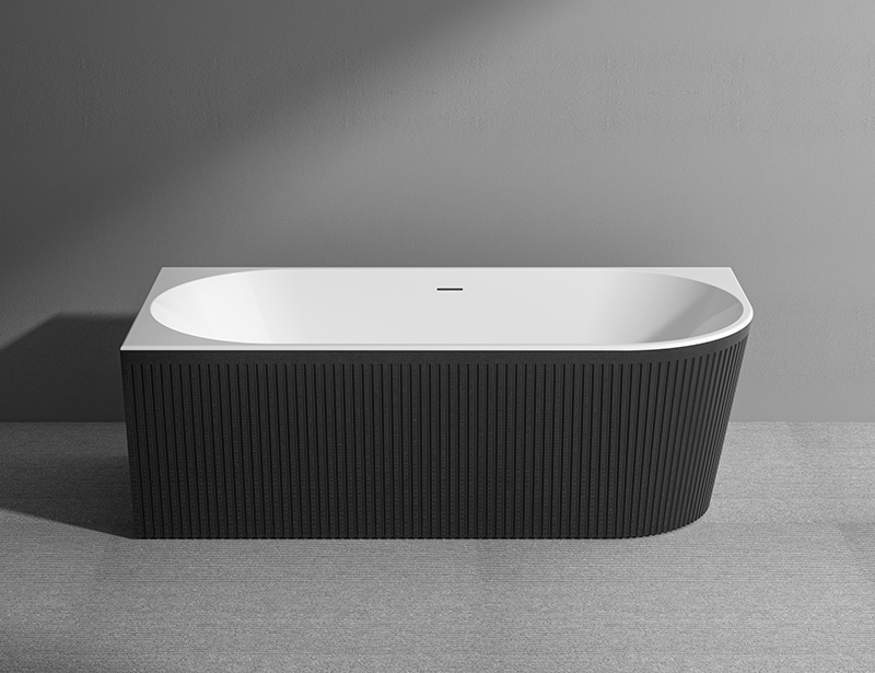 MV091D Black 59 67 inch Fluted Freestanding Soaking Bathtub